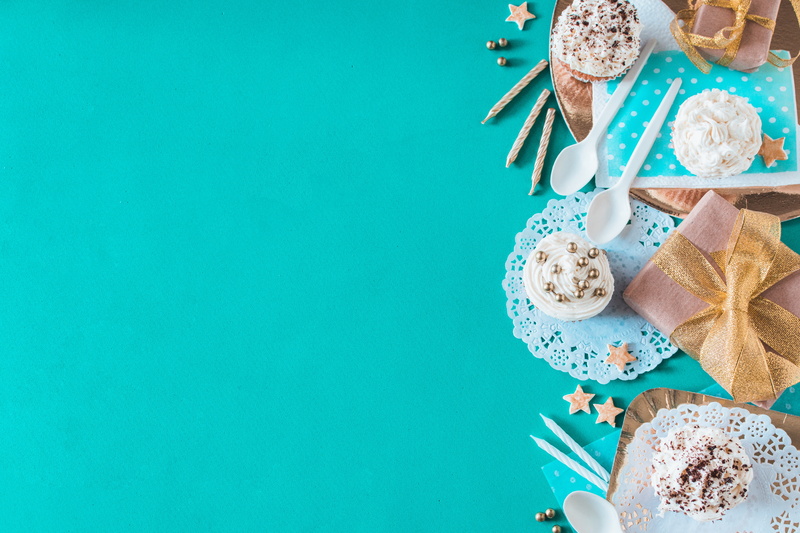 dessert, 5K, gift, Birthday, cupcakes, decor, background, blue