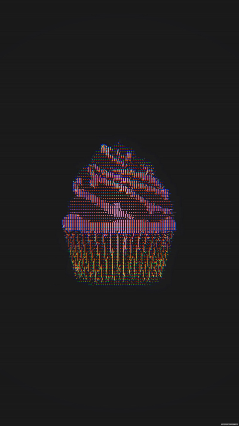 neon, cake, glitch art, 4K, black, cupcakes, ASCII art, abstract