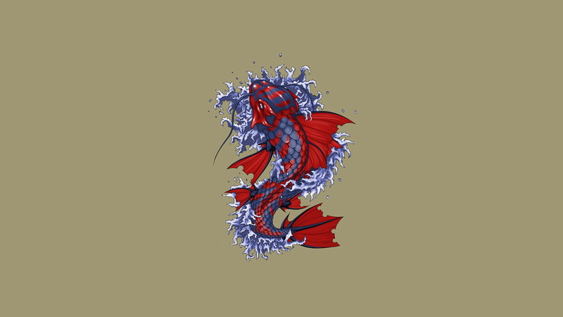 koi, animals, FISH, x, 1080P, hd, art, minimalistic, chinese