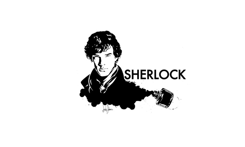 1080P, Sherlock Holmes, white background, Sherlock, ink