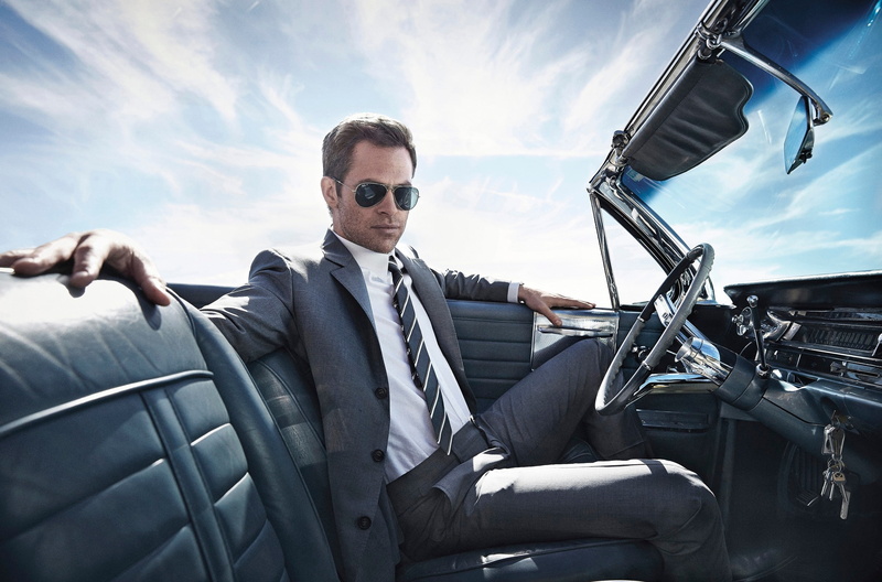1080P, Sam Jones, shirt, driving, photoshoot, sitting, the sun, jacket, pants, car, Chris Pine, glasses, chair, tie, style, salon, C For Men, costume