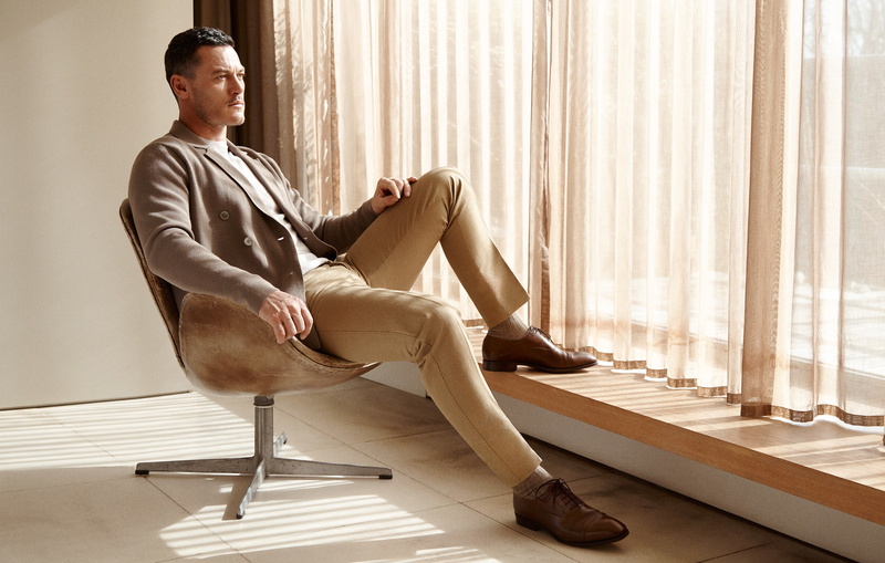 journal, Matt Holyoak, chair, Luke Evans, pants, photoshoot, costume, photographer, pose, window, Article, curtains, jacket, 1080P, shoes, actor