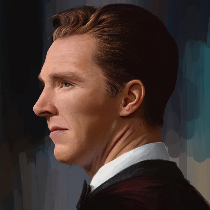 art, cumberbatch, portrait, profile, Benedict Cumberbatch, painting, actor, 1080P, figure, benedict, face