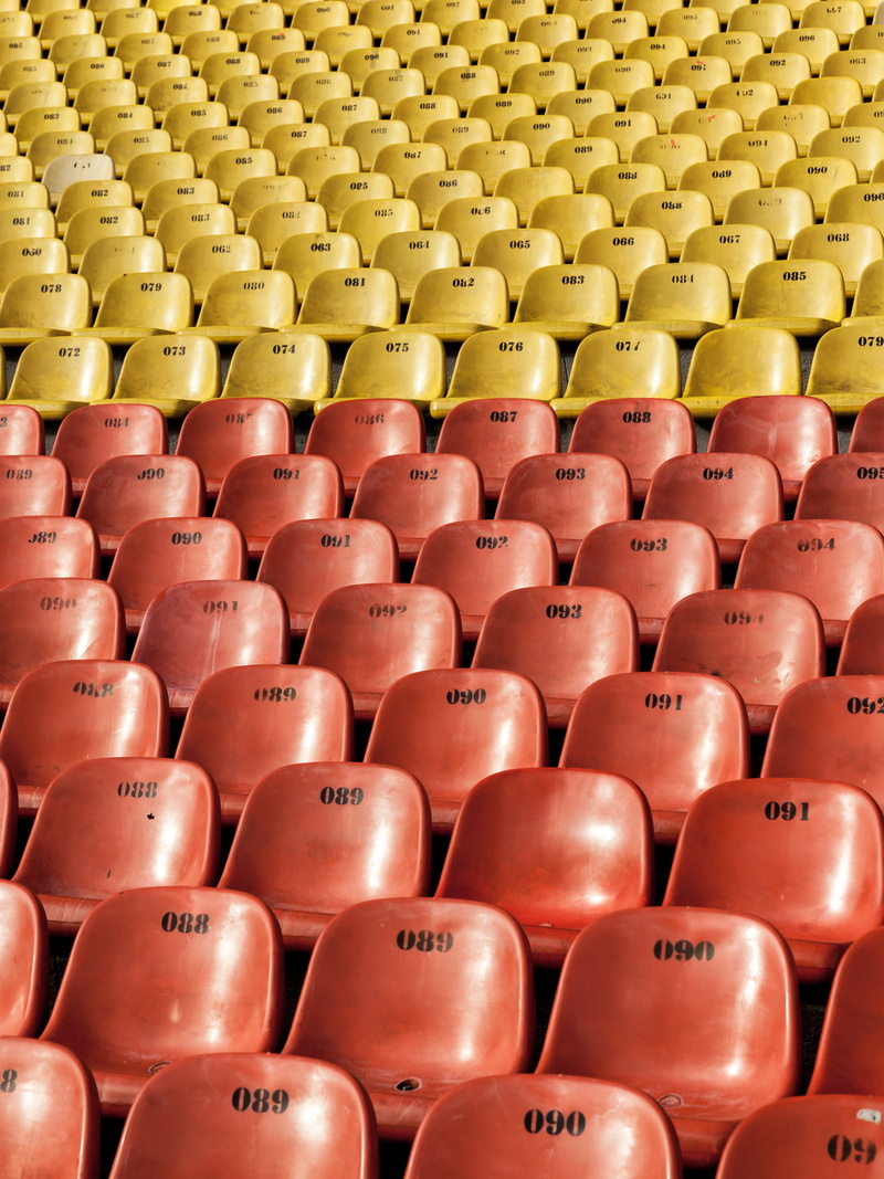 empty, arrangement, indoors, chair, in a row, lecture hall, abundance, numbers, backgrounds, absence, number, auditorium, no people, sport, 5K, large group of objects