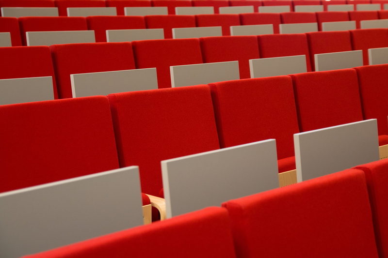 the ranks, the university, lectures, school, no people, lecture hall, kielce, education, audience, assembly hall, room, empty, red, large group of objects