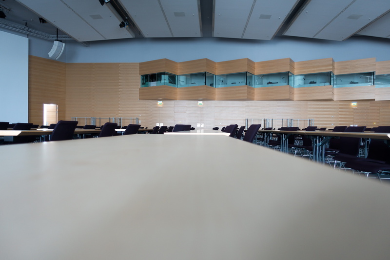 convention center, chair, simultaneous translation, absence, 5K, copy space, business, Building, desk, table, Congress, modern, wood, education, seat