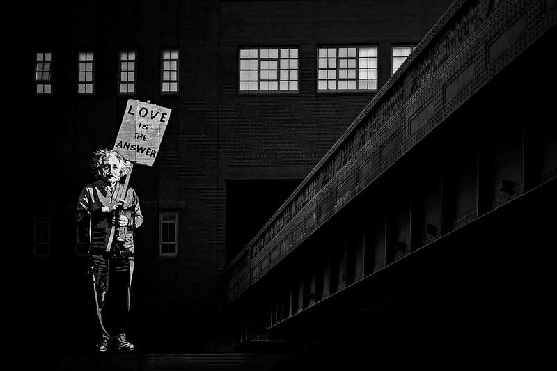 building, the building, Ute Scherhag, the answer, wall, answer, love, graffiti, Einstein, 1080P