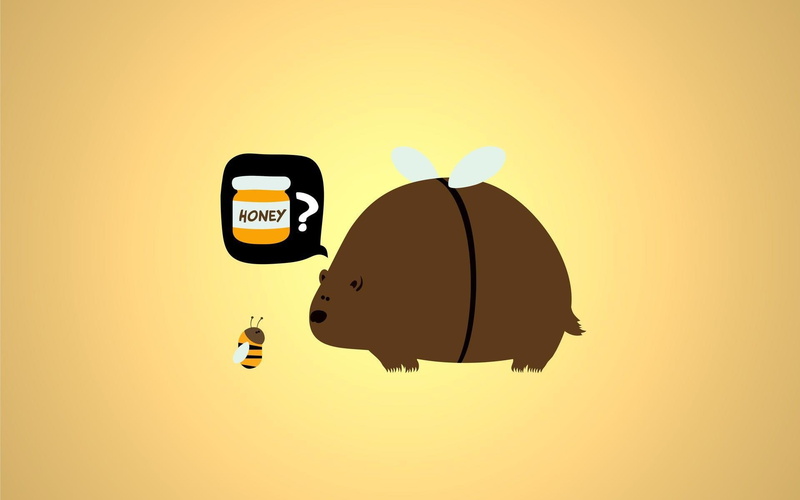 asking, picture, 1080P, vector, 1920x1200, bee, bear, wings, honey