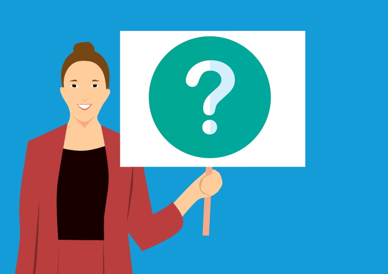 question mark, human representation, 1080P, paper, solution, cartoon, women, banner, designing, arrow symbol, technology, smiling, holding, sign, people