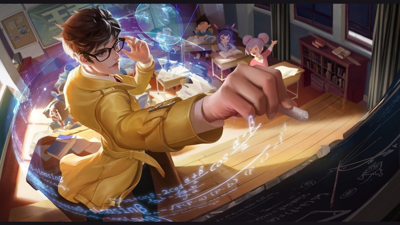 Teacher-Liang Zhuge, YuYu Wang, chalk, lesson, teacher, art, school, anime, kodomo no hi, 1080P