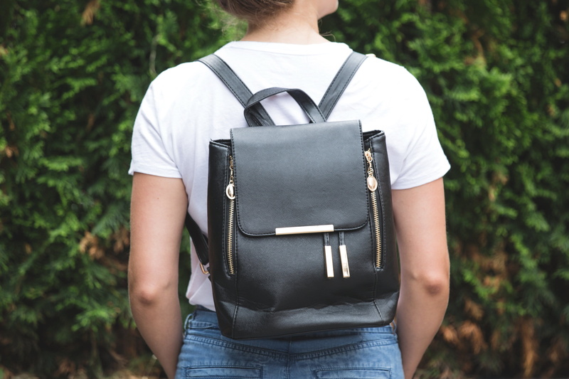 tree, day, one person, fashion, School, gold, Backpack, midsection, growth, 4K, technology, College, black, casual clothing, standing, Handbag, front view