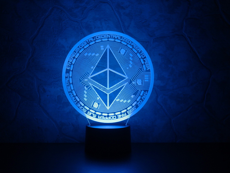 4K, logo, the air, blue, coin, ethereum, fon, eth