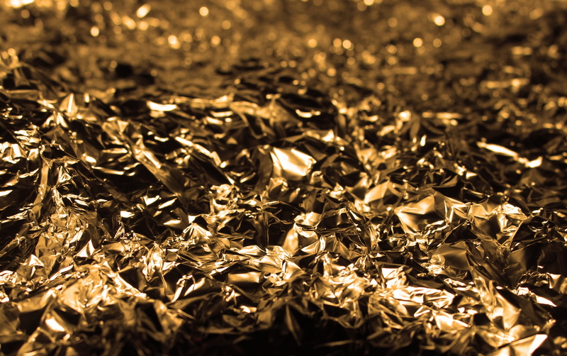 close-up, outdoors, textured, metal, beauty in nature, background, 2K, glossy, foil, backgrounds, macro, no people, day, land, gold, high angle view, selective focus