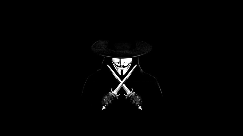vendetta, weapons, Black, entertainment, background, movies, hats, art, fawkes, minimalistic, Guy Fawkes, guy, swords, masks, hd, v, 1080P