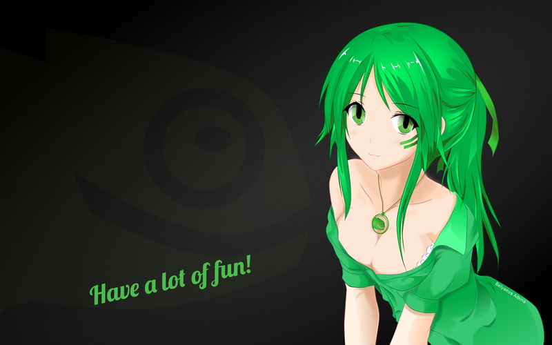 1080P, os-tan, beautiful woman, portrait, dyed hair, openSUSE, fashion, clothing, green color, beauty, black background, young adult, waist up, hairstyle