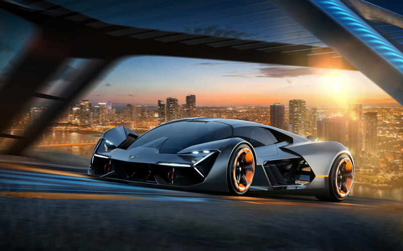 4K, cars, Vehicle, lamborghini terzo millennio, cityscape, futuristic