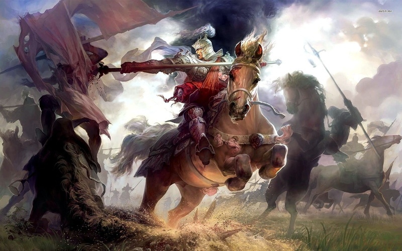 rpg, domestic animals, livestock, Chinese, Asian, domestic, sunlight, battle, samurai, sky, Fighting, fantasy, day, nature, outdoors, vertebrate, group of animals