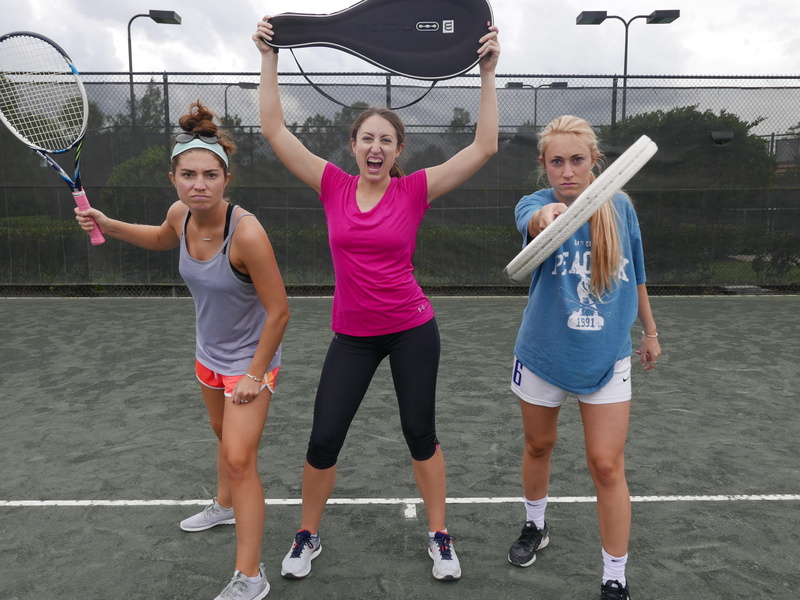 softball, three, team sport, smiling, shoe, racket, happiness, outdoors, teenager, women, footwear, tennis, shorts, casual clothing, people, sport, clothing