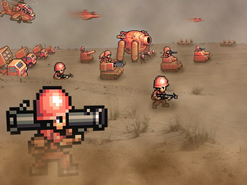 environment, land vehicle, pixel art, transportation, 480P, land, nature, Advance Wars, sky, battlefield, mode of transportation, outdoors