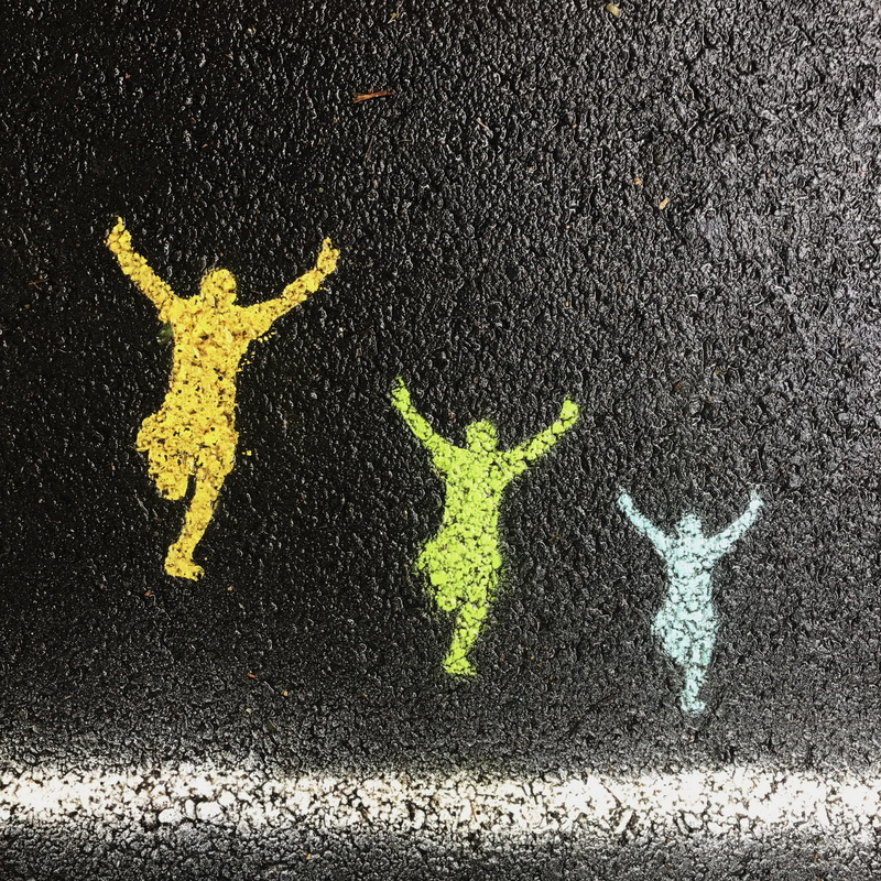 surface, creativity, figures, city, sign, three, water, outdoors, transportation, painting, asphalt, black, symbol, people, road, street, silhouette, road marking