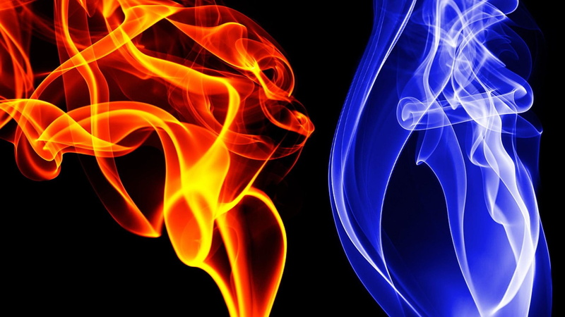 1080P, water, fire, opposition, cold, 3d and abstract, smoke