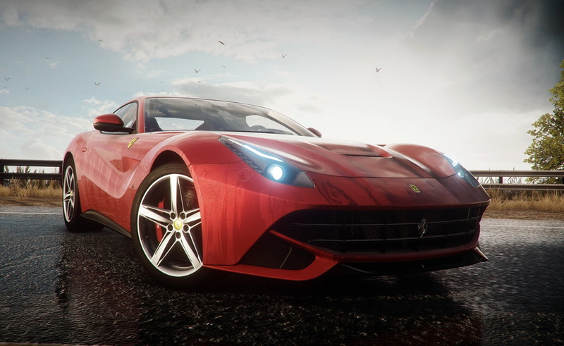 transportation, chrome, need for speed rivals, engine, ferrari, front View, new, headlight, mode of Transport, nature, sports, cloud - sky, street, reflection