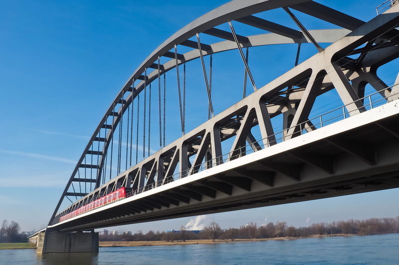 nature, engineering, bank, travel destinations, outdoors, railway bridge, transition, bridge, train, 4K, built structure, rhine, metal frame, bridge - man made structure