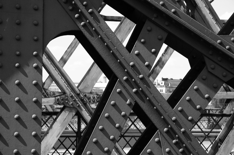 full frame, backgrounds, detail, outdoors, focus on foreground, construction element, steel, metal frame, close-up, railing, industry, alloy, metal, 4K