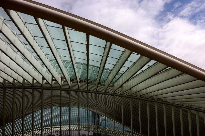 connection, railway traffic, close-up, metal, technology, belgium, railing, steel, low angle view, building exterior, cloud - sky, liège, travel, 5K, pattern