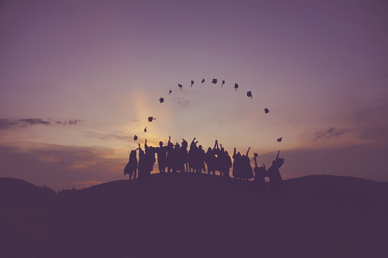 2K, cloud - sky, sunset, graduates, silhouette, animal wildlife, dusk, people, success, sky, group of animals, men, togetherness, group of people, hill