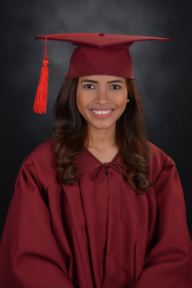 happiness, studio shot, waist up, graduation gown, gradwaiting, young women, young adult, academic, portrait, indoors, women, beautiful woman, red, standing