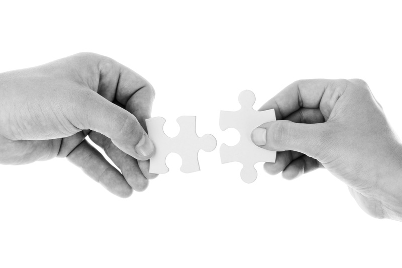 teamwork, partnership, leisure games, connection, togetherness, white background, piece, copy space, leisure activity, indoors, part Of, isolated, success