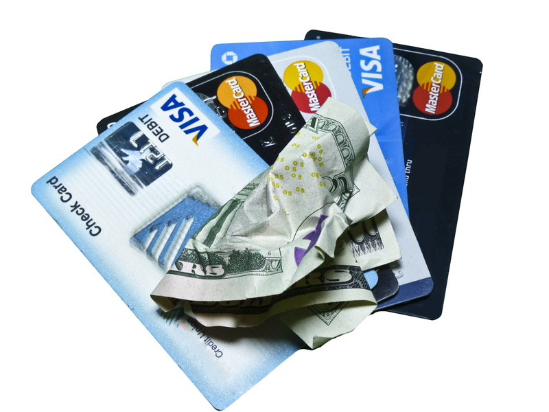 debit, paper currency, savings, visa, waste, high angle view, text, ATM, money, cards, debt, ruined, 4K, communication, white Background, still life, expense
