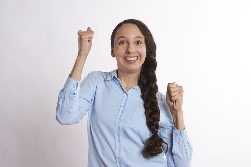 managing, emotional intelligence, white background, looking at camera, beautiful woman, arms raised, boss, smiling, business, human resources, human arm