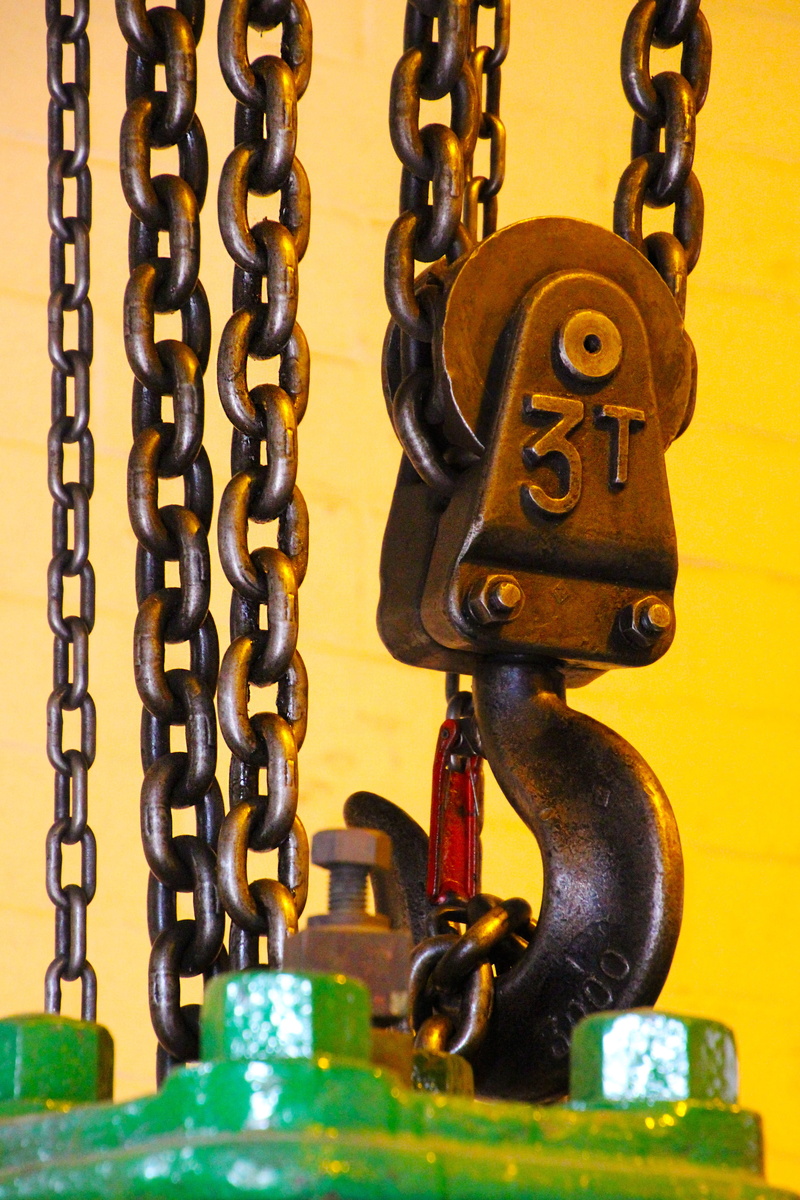 hoist, t, technology, technical, factory, gear, metal, no people, safety, day, metallic, wood - material, black, industrial, protection, winch, hanging