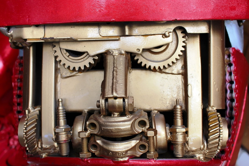 equipment, no people, teamwork, red, old, engineering, indoors, engine, silver colored, backgrounds, machine part, look, cogs, pieces, industry, machine