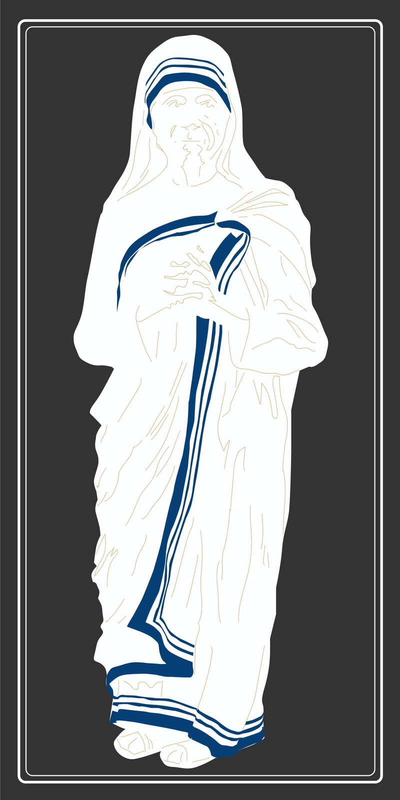 saint teresa of calcutta, close-up, blue, roman catholic nun, creativity, mother, missionary, indian, craft, teresa, woman, 2K, illustration, saint, indoors