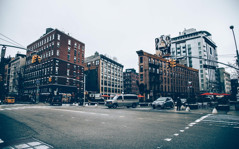4K, street, building, town backgrounds, crossroads, download 3840x2400 street