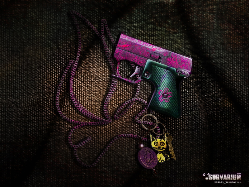 weapons, natali_tsymbalyuk, womens, pink, gun, consept, vostok, Stalker, game, chain, TOZ-37 M, emo, children, survarium, fabric, 4K, art, postapokalipsis
