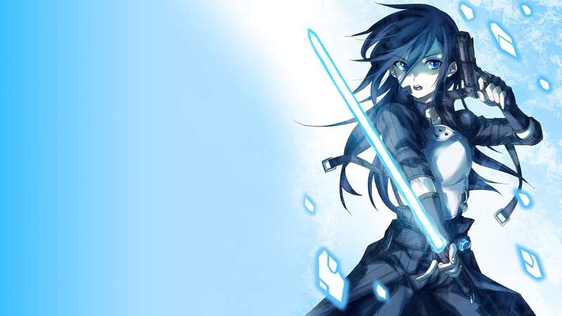 character, female, sword, robot, clothing, sky, holding, Gun Gale Online, one person, digital, 1080P, pistol, anime girls, warrior, digital composite