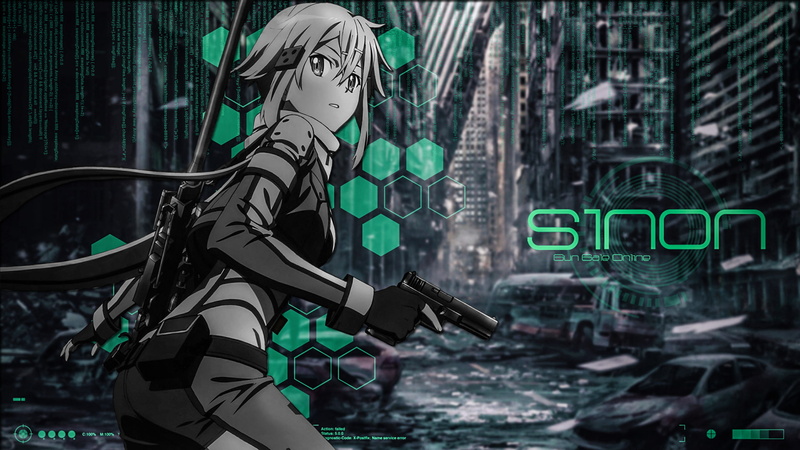 green color, focus on foreground, built structure, communication, no people, anime girls, reflection, day, building exterior, Sword Art Online, lifestyles
