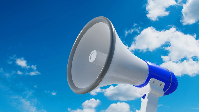 speaker, nature, noise, cloud - sky, sky, copy space, communication, low angle view, shape, day, sign, equipment, 1080P, blue, amplifier, device, voice