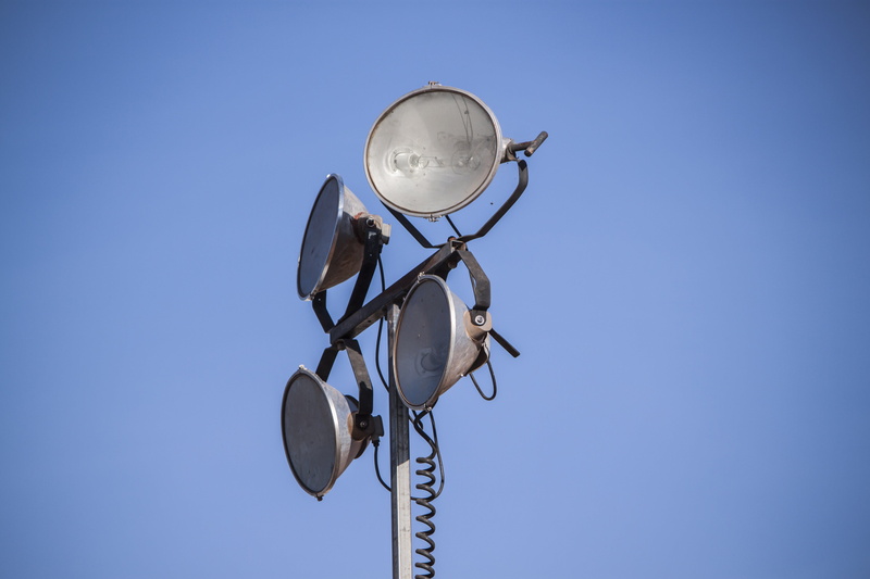 nature, bulb, bright, equipment, energy, spotlight, low angle view, lamp, metal, technology, illumination, generator, copy space, blue, electric, communication