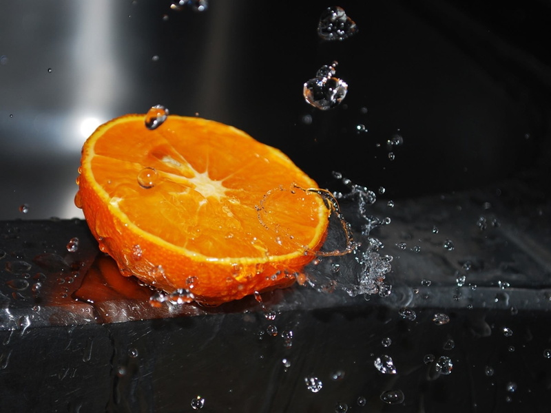 no people, nature, Segment, food, Splashes, Orange, freshness, wellbeing, Water, motion, drop, reflection, high-speed photography, food and drink, orange color