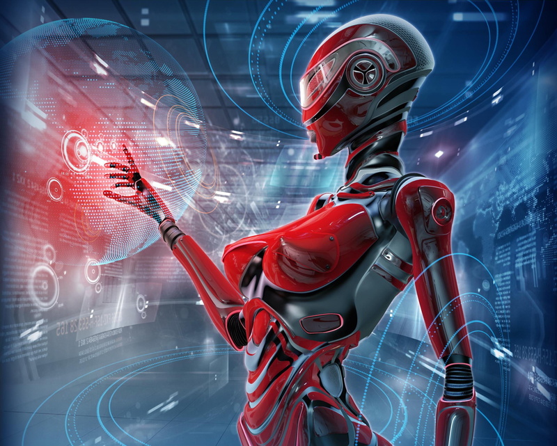 Fantasy, futuristic, science, control, 1080P, complexity, high tech, robot, internet, red, sci-fi, binary code, technology, connection, skills, one person