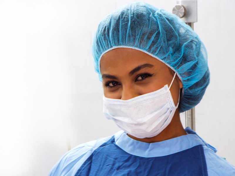 surgical cap, care, healthcare worker, healthcare and medicine, hospital, surgical mask, portrait, one person, doctor, 4K, surgical glove, headshot, young adult