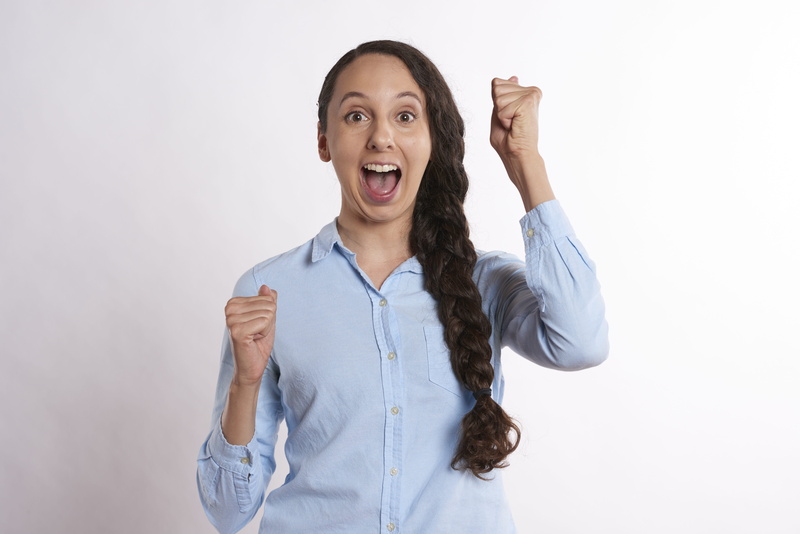 company, hysterical, passionate, job, woman, female, success, business, excited, professional, one person, indoors, casual, fun, 5K, adult, office, eager