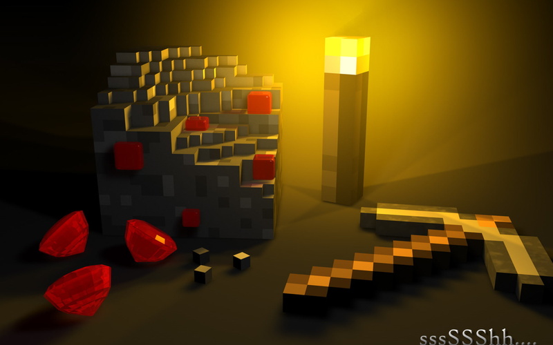 minecraft, light, video games, torch, poster, pick, craft, mine, hd, pickaxe, redstone, 1080P