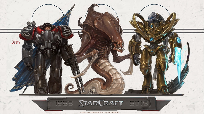 protos, art, anniversary, protoss, starcraft, marine, Zerg, 1080P, strategy, marrine