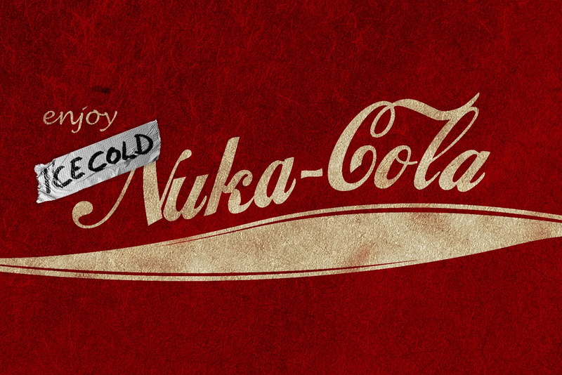 no people, Fallout, event, fan art, full frame, cola, 720P, information, gold colored, Nuka Cola, text, nuka, holiday, western script, Bethesda Softworks